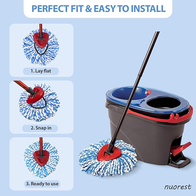 Spin Mop Replacement Heads, Microfiber Mop Refills, Easy to Replace, 6 Pack