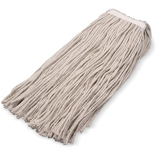 SPARTA Flo-Pac Cotton Mop Head, Cut-End, Narrow Band with White Band for Organized Cleaning, 36 Inches, Tan (Pack of 4)