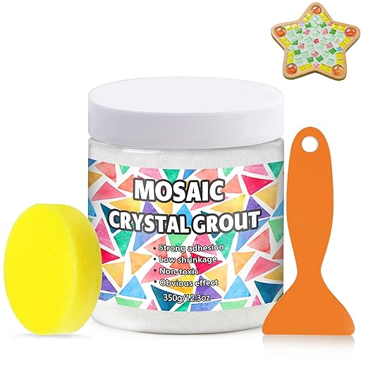 OOTDART Mosaic Crystal Grout, Mosaics Tile Tools, Mosaic Tile Accessories – Essential for Handmade Grouting and Perfect for DIY Craft Projects (White, 12.3oz)