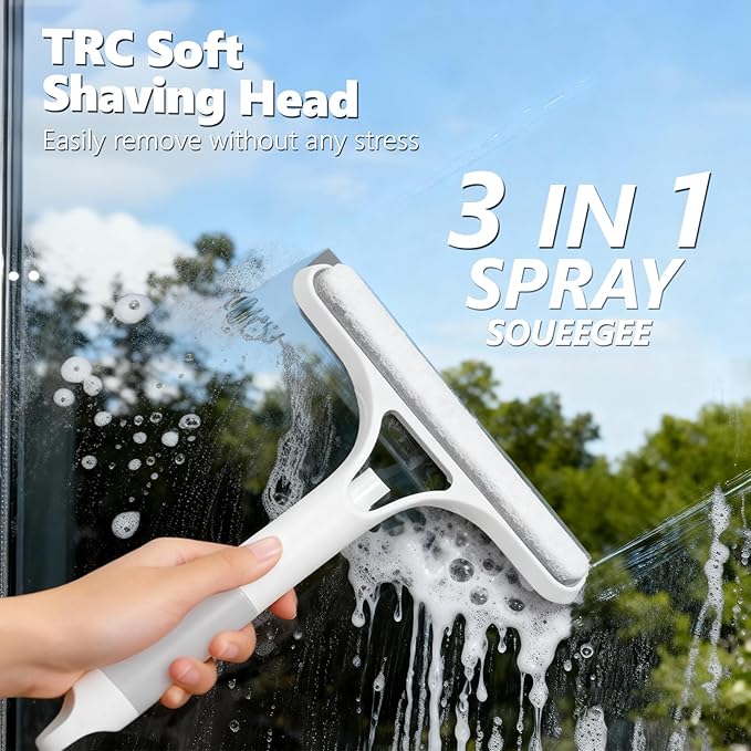 3 in1 Window Cleaner Squeegee，Window Squeegee with Spray Bottle，Best Window Spray Squeegee for Car,Kitchen,Home Windows