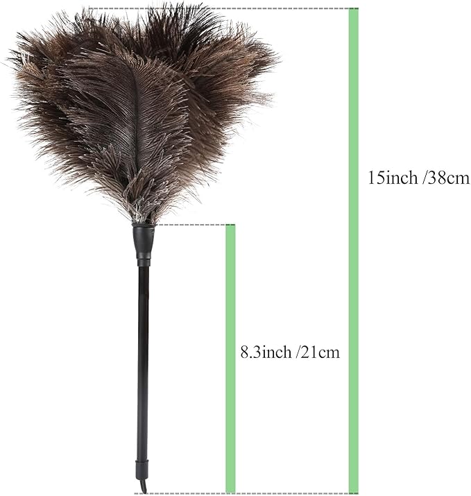 MehelloFeather Ostrich Feather Duster 15Inch Natural Fluffy Handheld Feather Dusters for Cleaning Keyboard Home Car Office (8PCS)