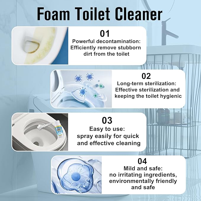 Foam Toilet Cleaner, 2025 NewToilet BowlCleaner, Advanced Toilet Cleaner for Home Bathroom, Powerful Instant Bowl Cleaners for Toilets Squatting Pans