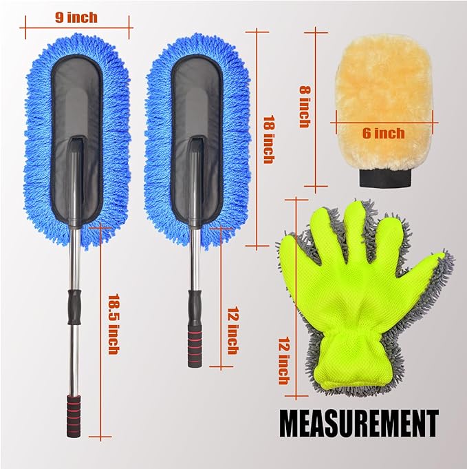 Ultimate Car Duster - The Best Microfiber Multipurpose Duster - Pollen Removing - Exterior or Interior Use - Lint Free - Long Unbreakable Extendable Handle