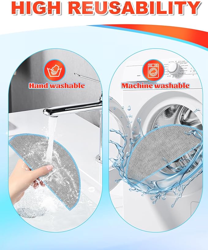 DR DAPPER Mop Replacement Compatible with iRobot Roomba Combo Essential Y0140/ Roomba 105 Combo / Y0110 / Q011 / Q012 / Q052, 6 Pack Absorbent Microfiber Pad for Robot Vacuum Replacement Parts