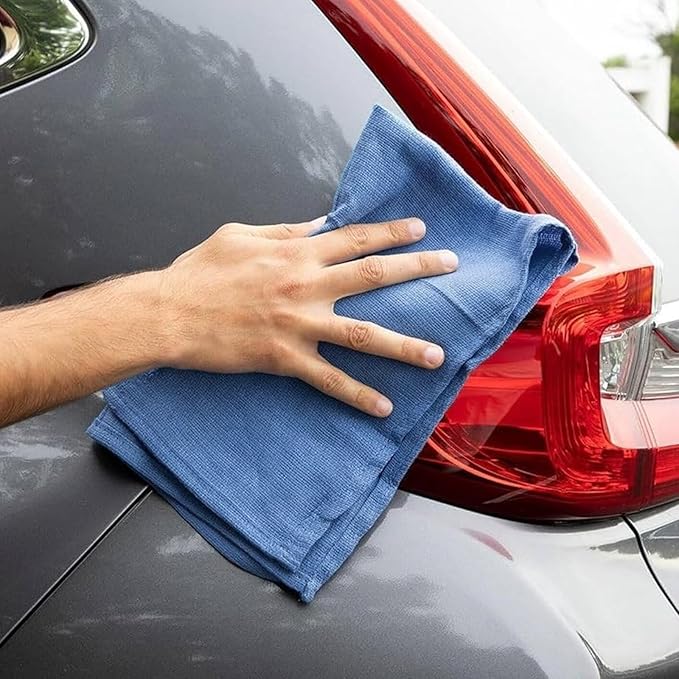 Premium Blue Huck Towels – (12 Pack) 15 x 27 inches 100% Cotton Bulk Towel for General Cleaning, Auto Shop, and Hospital Use, Super Absorbent, Machine Washable Cloth