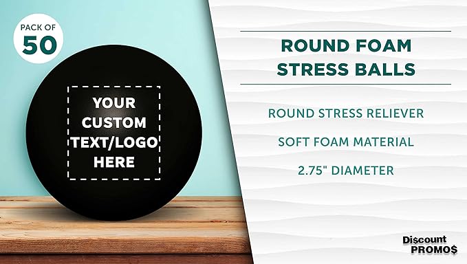 Custom Stress Balls for Adults Set of 50, Personalized Bulk Pack - Relief, Perfect for Your Desk, Office or Home - Black