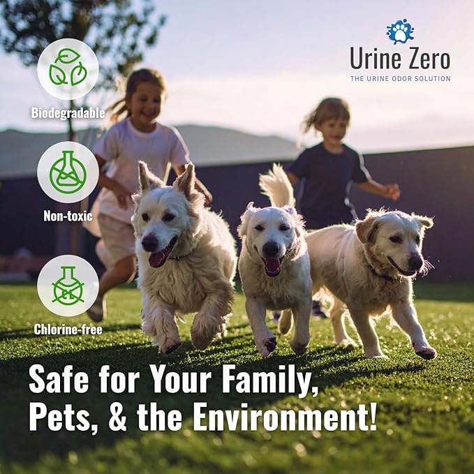 Urine Zero Pet Odor Eliminator Spray - Bio-Enzyme Cleaner for Dog & Cat Urine | Instantly Removes Odors on Artificial Grass, Carpet, Rugs & Tile | Pet & Kid Safe, 32 oz Ready-to-Use