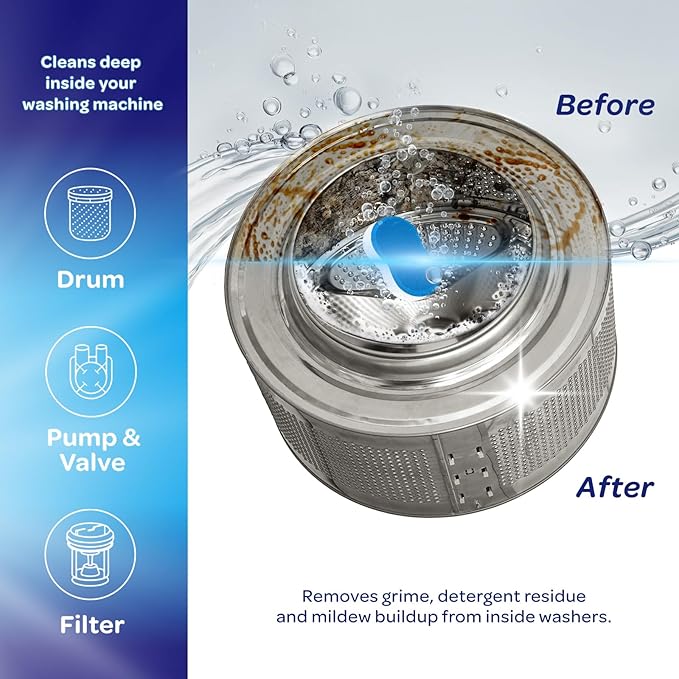Infiniti Clean Washing Machine Cleaner Tablets 24 Pack - 16.9oz Washing Machine Cleaner Top Load, Septic Safe Washer Machine Cleaner Tablets, HE Washer Cleaner - 1 Year Supply