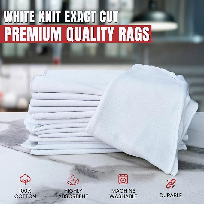SupremePlus Premium Exact Cut White T-Shirt Cleaning Rags (20 Pieces) - 20"x20" Cotton Rag for Mechanic Shops, Cast Iron, Staining Wood, Painting & Households – Shop Rags Bulk