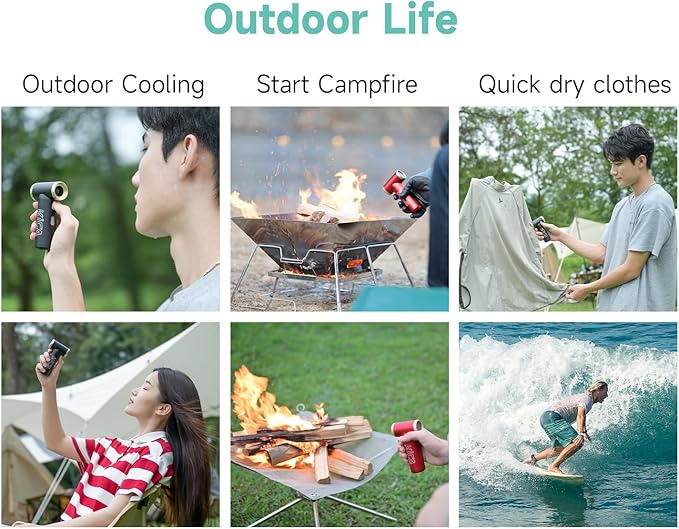 KiCA JetFan 2S Combo Compressed AirCan Substitute,117000RPM Air Duster Electric Blower for ComputerKeyboard Cleaning,Hair Drying,Camping,Outdoors,Car,Barbershop,Handmade,Rechargable,Metal Body,Green