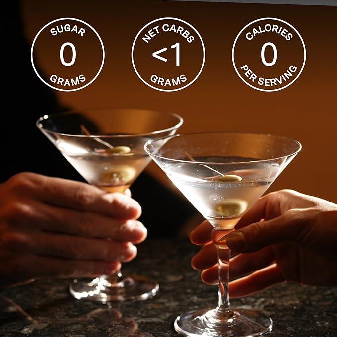 SAYSO Dirty Martini Cocktail Sticks | Craft Cocktail or Mocktail in 1 Min, Just Add Water + Spirits (0g Sugar, 0 Calories, Vegan, Gluten-Free, Kosher, Non-GMO), 8 Single-Serve Mixers