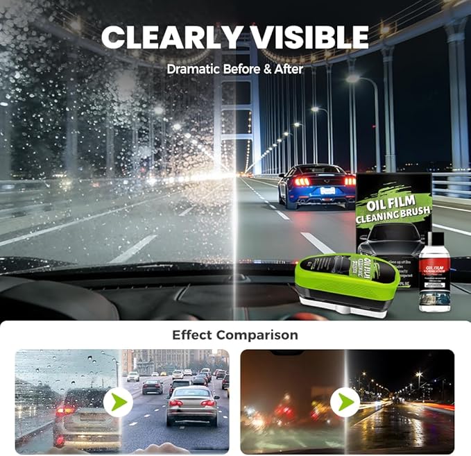 PVZXR Automotive Oil Film Cleaning Brush,Glass Cleaner, Car Windshield Cleaner, 150ml Automotive Oil Film Cleaning Brush - Preserve Clarity, Immediately See the Effects (3PCS)