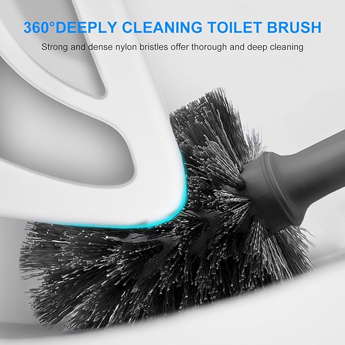 SetSail Toilet Brush and Plunger Set, Toilet Plungers for Bathroom Heavy Duty Toilet Bowl Brush and Holder Hidden Toilet Plunger and Brush Set for Deeply Cleaning - Gray