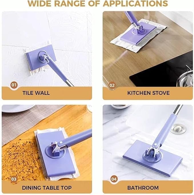 Convenient Cloth Changing Mini Mop + Magic Cleaning Cloth*6, Zero Touch Snap Grip Mini Mops for Wet & Dry Cleaning, Lightweight Snap for Corners (27in - P + Cloth*6)