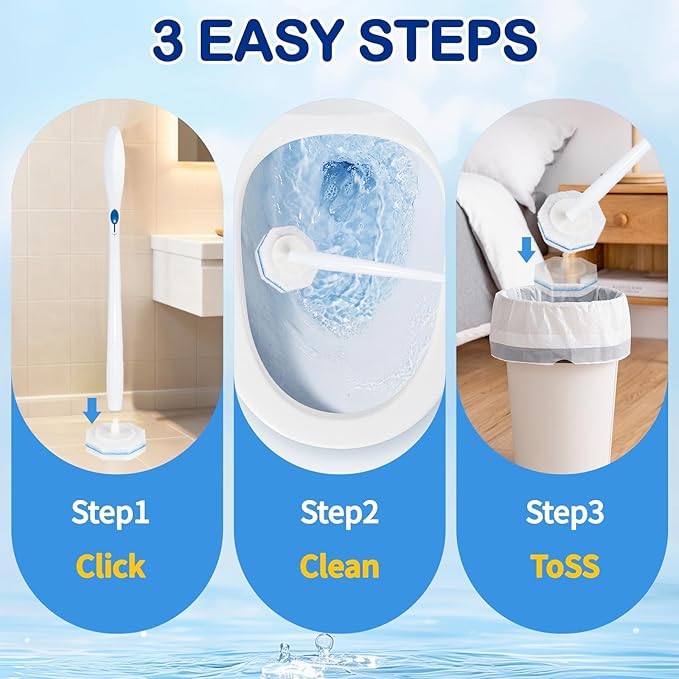 100 Count Disposable Toilet Wand Refills for Toilet Wand, 5X Cleaning Power Scrubber Refill, Replacement Heads for Toilet Cleaning, 360° Efficient Cleaning, No Falling Apart, Fresh Fragrance.