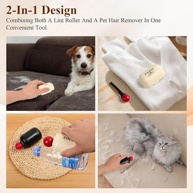 Enjoy Lint Roller, Enjoy Sticky Lint Roller, 2 In1 Washable Lint Remover, Portable Reusable Mini Lint Roller Pet Hair Remover, Sticky Lint Roller Ball for Clothes, Furniture, Dog & Cat Hair (2pcs)