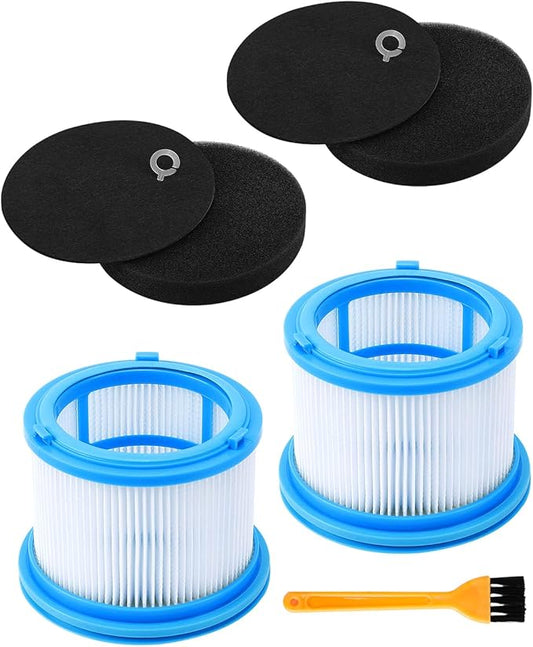KEEPOW Vacuum Filters Kit Replacement for Bissell 4052 4039 4137 PowerClean FurGuard 280W and FurFinder 200W Self-Standing Cordless Vacuum, 2 Filters and 2 Pre-Filter Pads and 1 brush