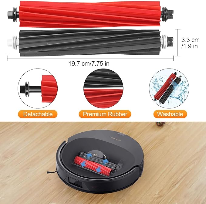 RUKHOOL Q5 Max+ Accessories Replacement Parts for Roborock Q5 Max+ Plus / Q8 Max+ Plus / Q5 Pro+ / Q5 DuoRoller+ Accessory Kit 2 Main Brushes 6 Dust Bags, 4 Filters, 4 Mop Pads 4 Side Brushes