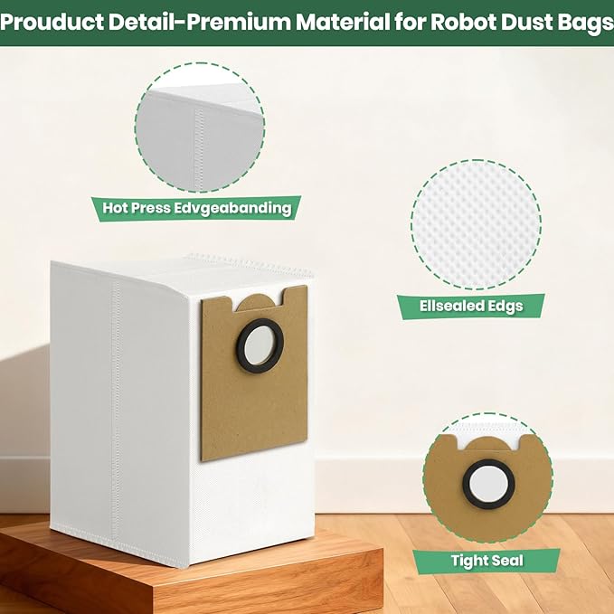 Bluevisk 16 Pack M2 Plus Dust Bags Compatible with Lefant M2 Pro M2S Pro M2 Plus Robot Vacuum Bags 2.6L Large Capacity Heavy Duty Bags for Home Vacuum