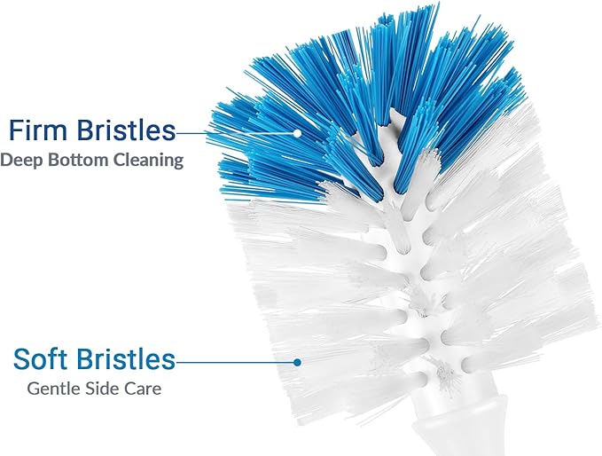 Bottle Brush 2-Pack, Baby Bottle & Water Bottle Cleaner Brush with Long Handle and Dual-Action Bristles