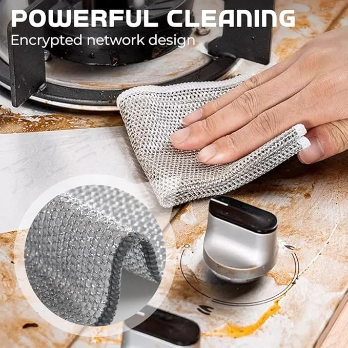 Multipurpose Wire Dishwashing Rags for Wet and Dry, 2025 Upgrade Non Scratch Metal Wire Dishcloth, Reusable Premium Metal Scrubbing Pads Sponge Clean for Home Kitchen Stove Tops (20Pcs)