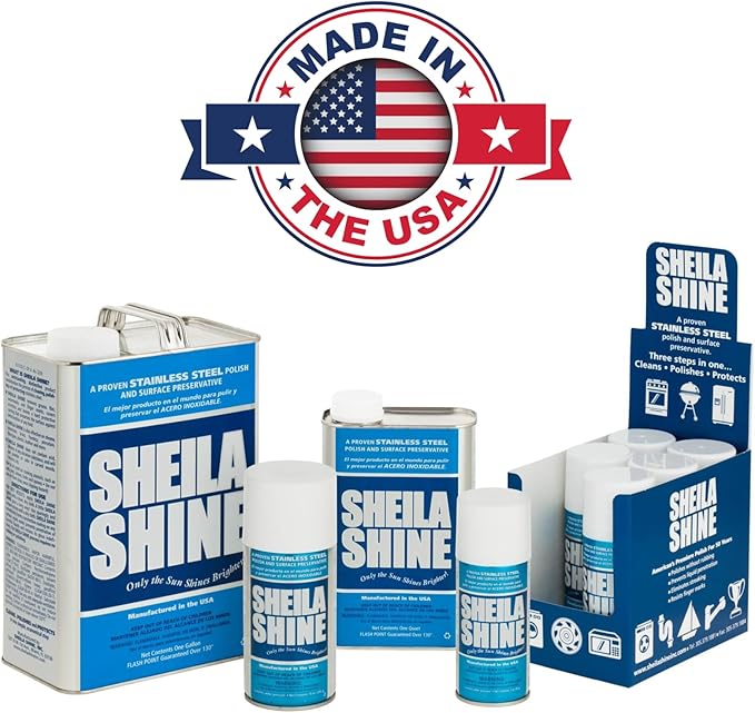 Sheila Shine 12 x 10 Oz Stainless Steel Cleaner and Polish Spray w/Microfiber Cleaning Cloth, Removes Grease, Fingerprints, Streaks, Household Kitchen Cleaner Spray for Stainless Steel & Appliances