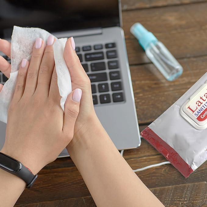 Latalia Hand Wipes Pack of 20 | 80% Alcohol Hand Sanitizer Wipes for Hands & Face Moisturizing, Gentle, Convenient and Fragrance Free (40 Counts)