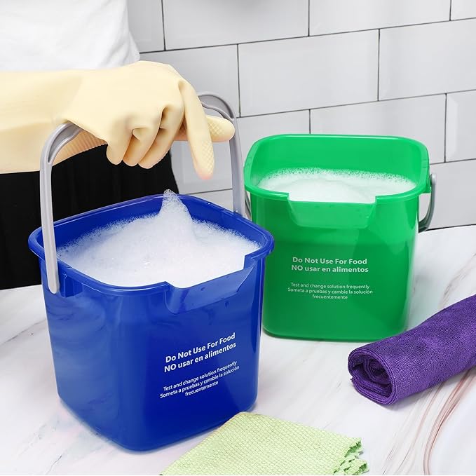 Uiifan 3 Pcs 6 Quart Bucket for Cleaning Small Sanitizing Square Bucket Detergent Pail Plastic Utility Cleaning Pail for Home Commercial Restaurant Kitchen Office School Commercial Use (Multicolor)