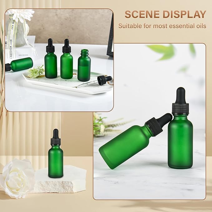 6 Pcs, 1oz Dropper Bottle, Green Glass Eye Dropper Bottle, Tincture Bottles with Dropper, Pretty Finish, Leak-Proof Design, Stronger Suction for All Kinds of Mixed Liquids