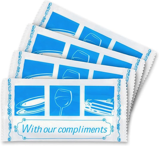 Fresh Towel Individually Wrapped Moist Towelettes - 1 Box of 100 Hand Wipes Individually Wrapped (7 x 8 inches Towel Size, White)