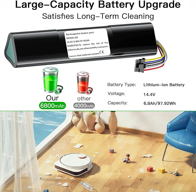 Lcenerga 6800mAh for Neato Battery Replacement for D7 D5 D6 D4 D3 D3+ D301 D303 D5+ D502 D503 D701 D702 D703 D705 Robot Vacuum Cleaners 945-0225 945-0266 02386 205-0013 02385 205-0028