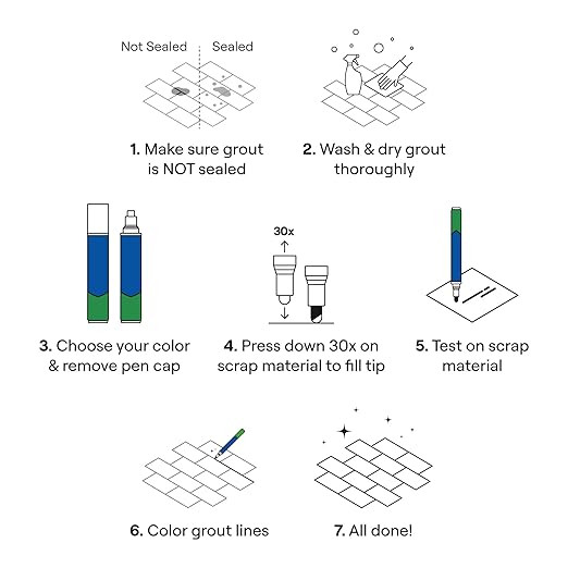 Grout Pen Beige Tile Paint Marker: Waterproof Grout Paint, Tile Grout Colorant and Sealer Pen - Beige, Narrow 5mm Tip (7mL) - 3 Pack
