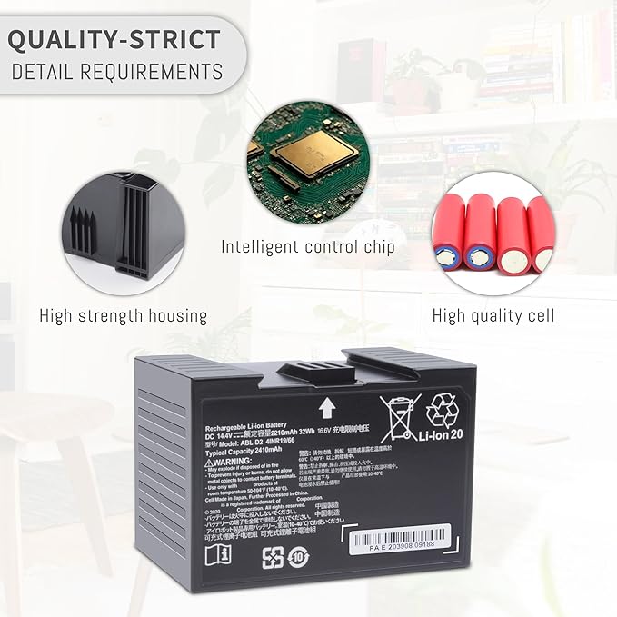 ABL-D2 Battery Compatible for iRobot Roomba j7 i4 i8, j7 j7+ j7550 i4 i4+ i4150 i6 i8 i8+ i8550, Combo j5 i5 j7+ j8 j9 j9+, Roomba e5 e6 e5150 e5152 e6198 ABL-D2A ABL-D1 Vacuum Cleaner 32Wh/2210mAH