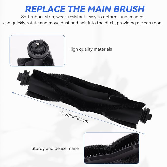 Replacement Parts for Eufy X8 Pro: Compatible with Eufy X8 Pro Series Robot Vacuum Cleaner - 1 Main Brushes,1 Brush,3 Hybrid Accessory Filters, 3 Side Brushes（8 Pcs）