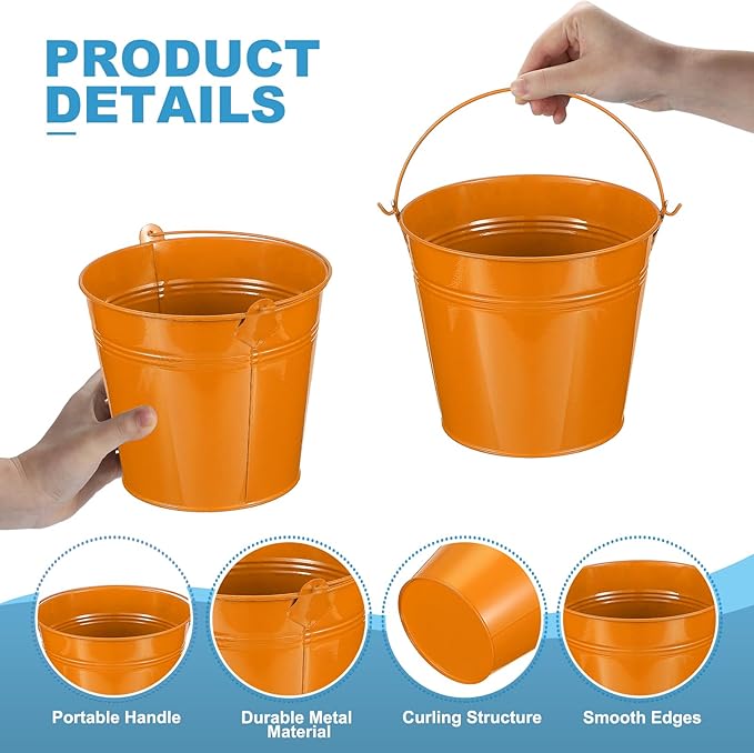 PATIKIL 6"x5" Small Metal Buckets with Handle, 12 Pcs Mini Bucket Easter Buckets, Red/Yellow/Blue/Light Purple/Pink/Light Green/Orange/Light Blue/White/Green/Rose Red/Dark Purple
