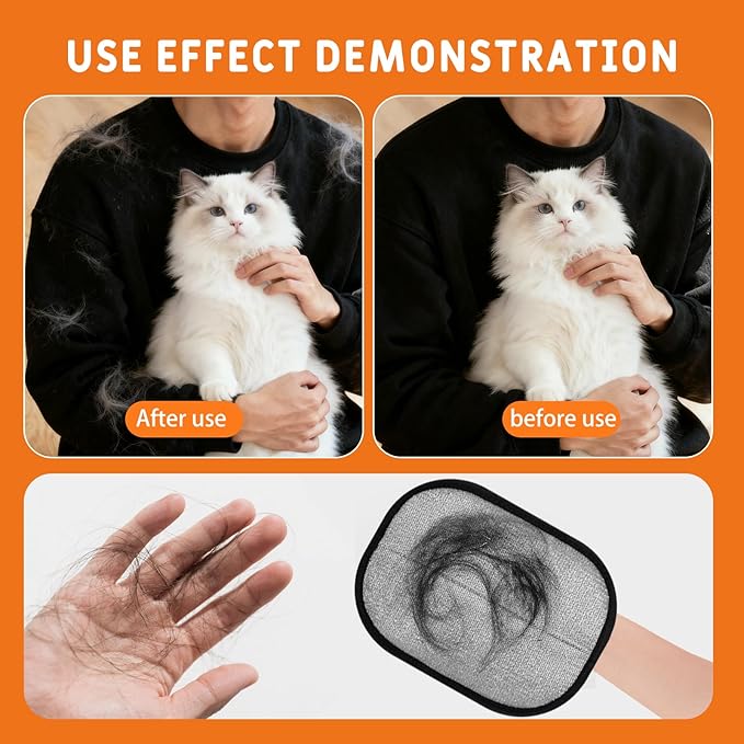 Jadesiegel 2-in-1 Flea Comb & Electrostatic Glove Set for Cats & Dogs | Removes Fleas, Tangles, Loose Hair & Dander | Bonus Pet Hair Remover for Furniture, Carpet & Bedding