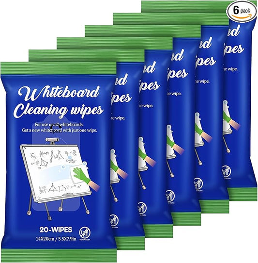 120 Counts Whiteboard Wet Wipes Dry Erase Board Cleaning Non-toxic Whiteboard Wipes Resealable Convenient Dry for Home Classroom School Office
