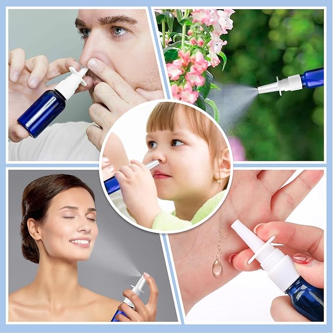 20 Pcs Nasal Spray Bottle, 10ML/0.35OZ 12 Pcs Glass Bule Refillable Empty Nasal Spray Bottles with 4 Pcs Funnels and 4 Pcs Labels
