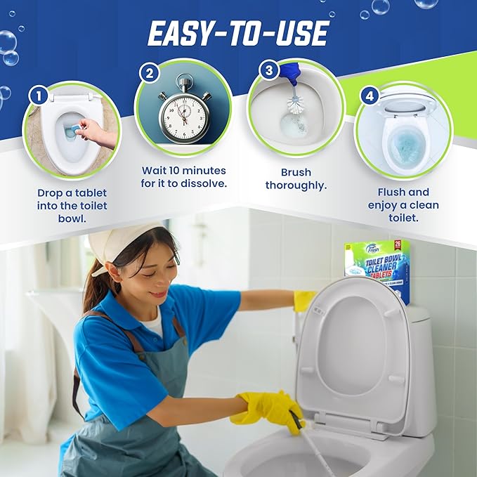 True Fresh Garbage Disposal Cleaner & Toilet Bowl Cleaner Tablets-Septic Safe, Deep Clean & Deodorize, Easy to Use-Up to 1 year Supply, 50 Pcs Bundle