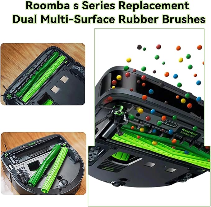 3 Set S9 Replacement Rollers Compatible with iRobot Roomba s9 (9150) s9+ s9 Plus (9550) s Series Vacuum Cleaner Multi-Surface Rubber Brushes,Roomba s Series roller brushes