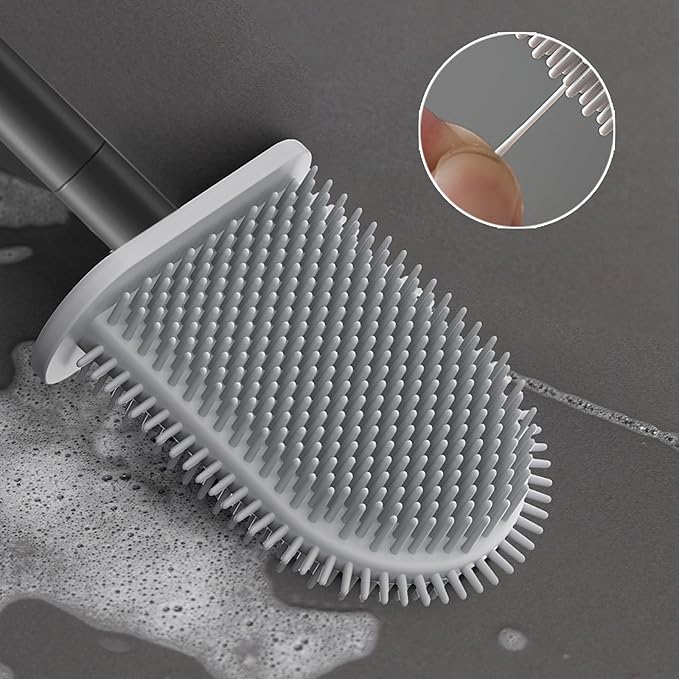 Black Toilet Brush, Toilet Bowl Brush, Silicone Toilet Brush and Holder, Compact Size, Toilet Brushes & Holders for Dead Corner Clean, Ventilation Slots Base