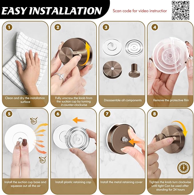 MOTAIPEAK Suction Cup Hooks for Shower,2Pcs Shower Towel Suction Hooks,No Drill Towel Hooks for Bathroom Wall,Kitchen,Glass,Mirror,Tile to Hang Towels,Robes,Loofah-Champagne Bronze