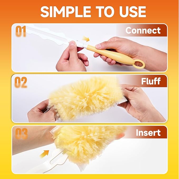 100 Count 360° Heavy Duty Duster Refills Compatible with Swiffer, Larger Size-Extra Thick Electrostatic Disposable dusters Refill for Electronics, Furniture, Blinds, Ceiling Fans, Unscented