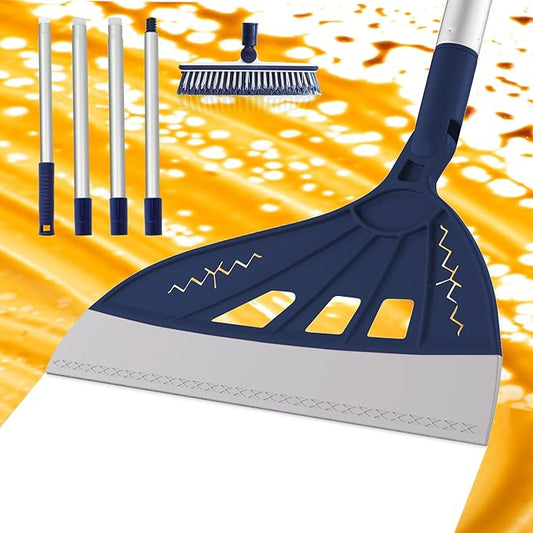 Magic Air Broom, Squeegee Broom for Floor Cleaning, 60’’ Multifunctional Floor Squeegee with Aluminum Adjustable Handle, Magic Broom for Glass, Fine Dust, Pet Hair, Liquids (Ocean Blue)