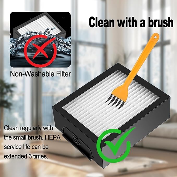 Anbowe Replacement Parts for Roomba iRobot i7 i7+ i3 i3+ i4 i4+ i5 i5+ i6 i6+ i8 i8+ i5+/j7 j6 j5 and Plus Version,(2 Set Rubber Brush,8 Side Brush)