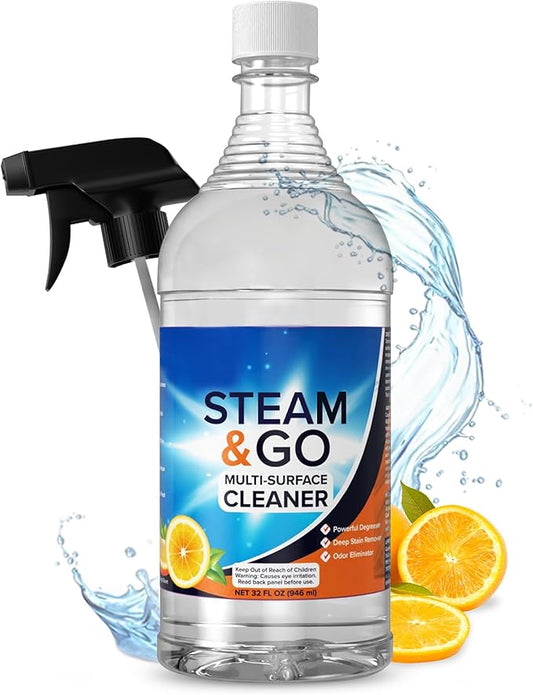 Steam & Go Multi-Purpose Cleaner Spray with Oxy Power for Multi-Surfaces - Removes Stains, Eliminates Odors, & Degreases - Orange Scent, 32 oz