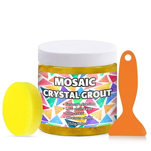 OOTDART Mosaic Crystal Grout, Mosaics Tile Tools, Mosaic Tile Accessories – Essential for Handmade Grouting and Perfect for DIY Craft Projects (Gold, 8.8oz)