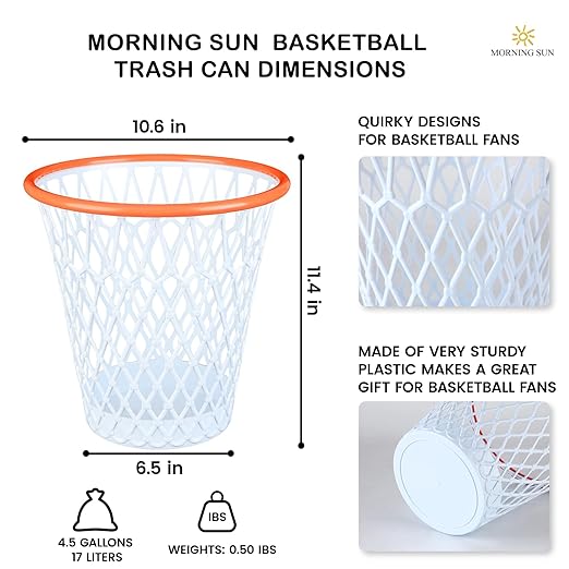3 PCS Trash Can,Basketball Wastebaskets, Basketball gift,4.5 Gallon,Size11"x11"x12"Basketball Hoop,Basketball Holder display,Garbage Can,Basketball-Themed Gift Waste Basket for Office,Bedroom,Bar,Gym.