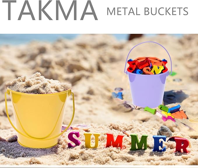 Colored Metal Buckets with Handle, 6 Pack 5.91 Inch Galvanized Iron Pail Bucket for Kids,Classroom,Crafts,and Party Favors (Multi-Colored)