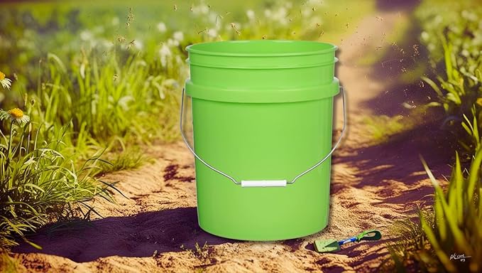 House Naturals 5 Gallon Food Grade Multi Color Buckets (Yellow Aqua Lime Green)- Pack of 3- Made in USA (No lids)
